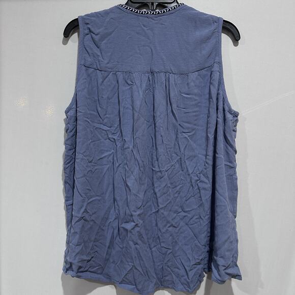 Caffe Marrakesh Shirt Womens XL Blue Pink Embroidered Sleeveless Boho Top - Picture 4 of 8